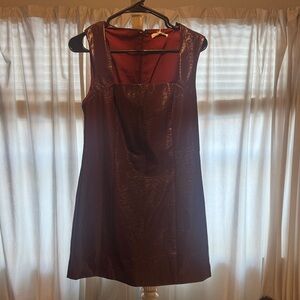 Elegant Burgundy Sleeveless leather dress